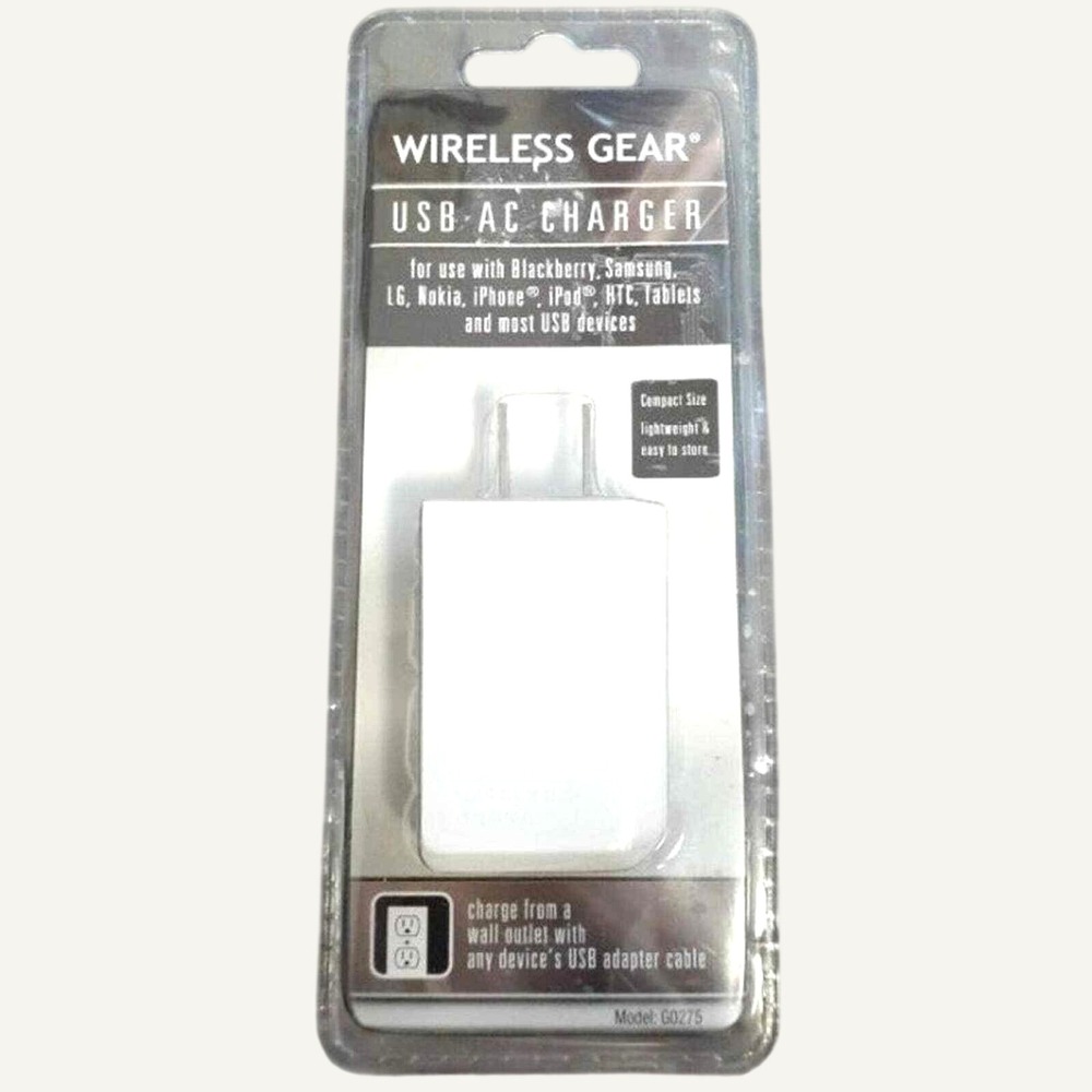 NWT Wireless Gear USB AC Wall Charger Universal White Compact Model G0275 Brick